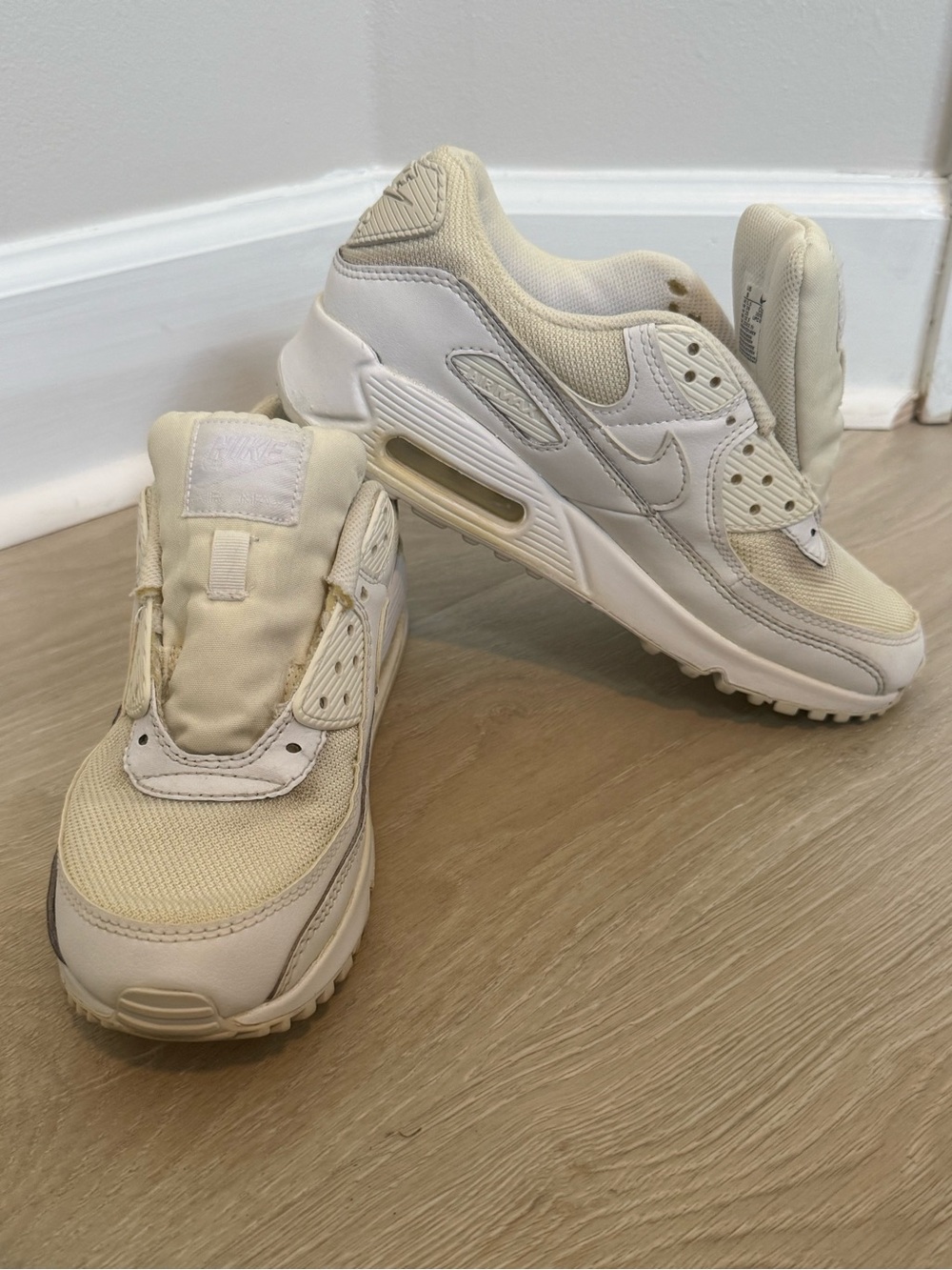 Nike Air Max 90 Sneakers in Cream and Off-White Mesh Women’s 8